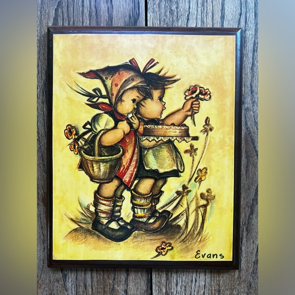 Vintage Hummel Wooden Wall Plaque Living Is Giving 8”X6” - Picture 1 of 2